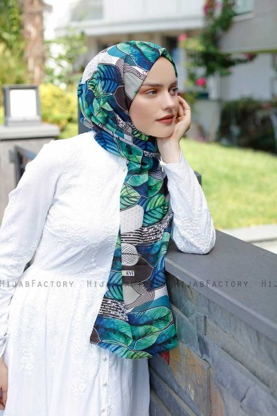 Kader - Grön Mönstrad Hijab - Sal Evi