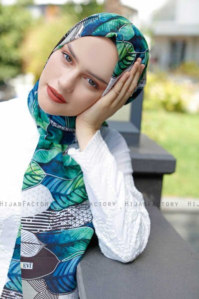 Kader - Grön Mönstrad Hijab - Sal Evi