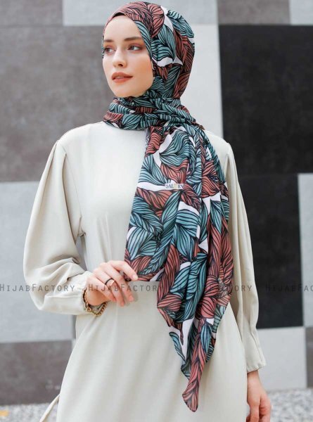 Seyyal - Grön & Rosa Mönstrad Hijab - Sal Evi