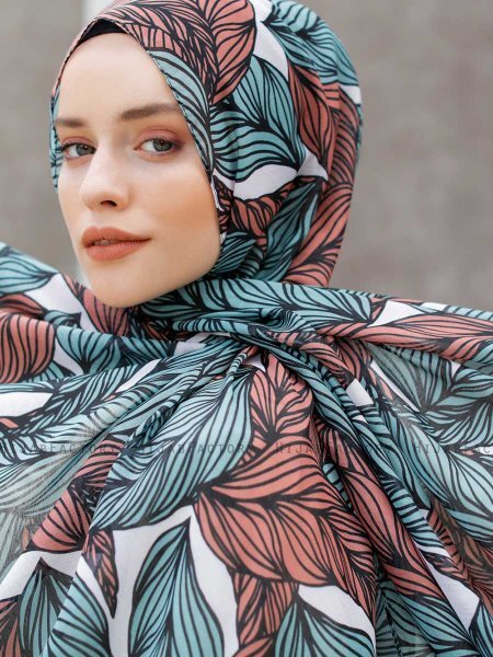 Seyyal - Grön & Rosa Mönstrad Hijab - Sal Evi