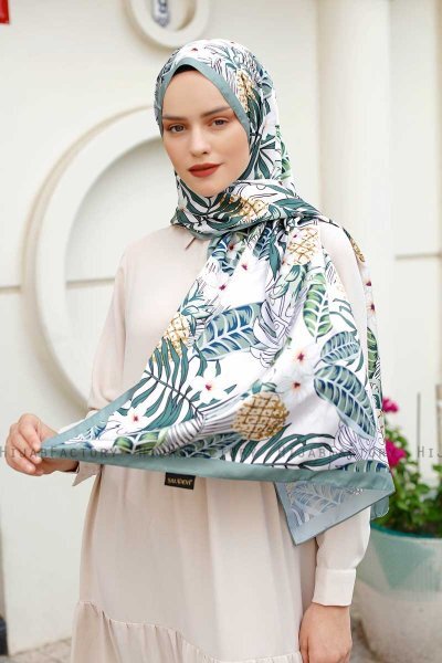 Ananas Mönstrad Twill Hijab - Sal Evi