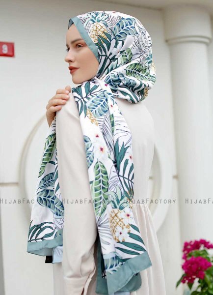 Ananas Mönstrad Twill Hijab - Sal Evi