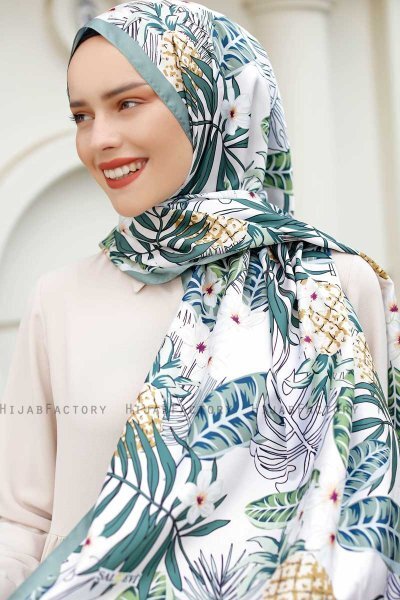 Ananas Mönstrad Twill Hijab - Sal Evi