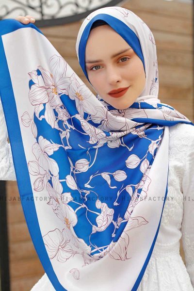 Orkide Mönstrad Twill Hijab - Sal Evi