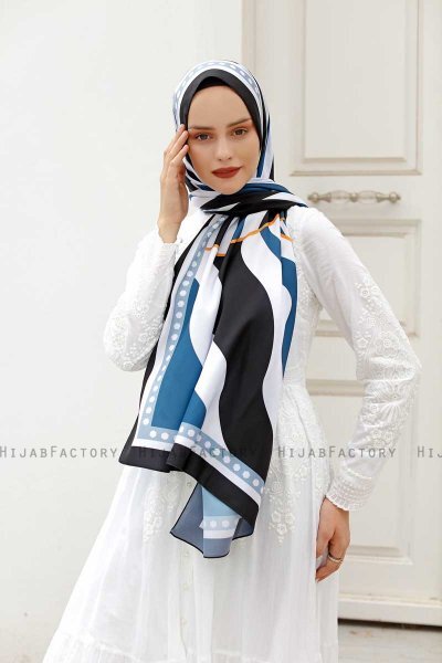 Ocean Mönstrad Twill Hijab - Sal Evi