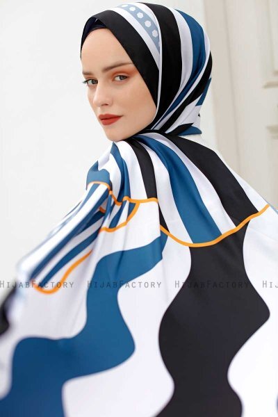 Ocean Mönstrad Twill Hijab - Sal Evi