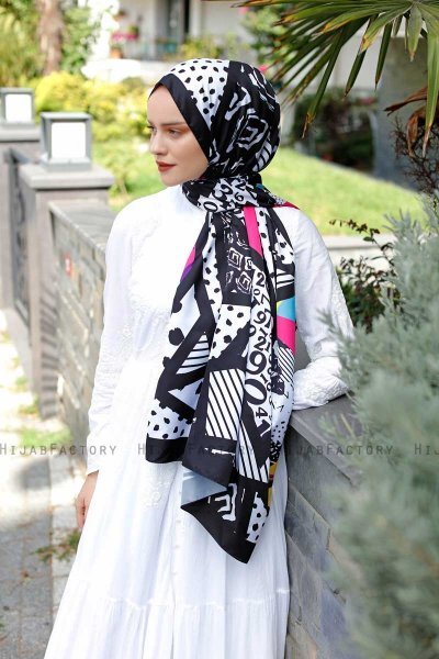 Memphis Mönstrad Twill Hijab - Sal Evi