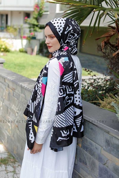 Memphis Mönstrad Twill Hijab - Sal Evi