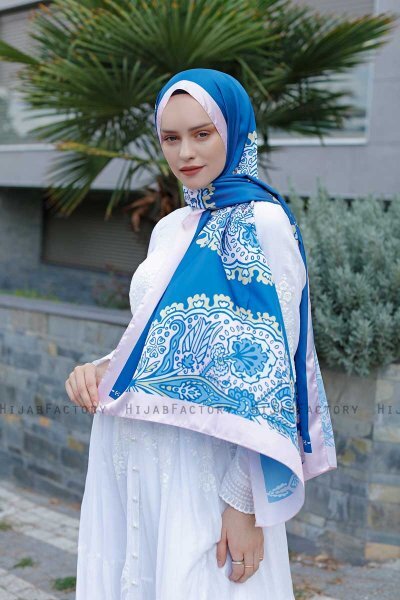Blue Dream Mönstrad Twill Hijab - Sal Evi