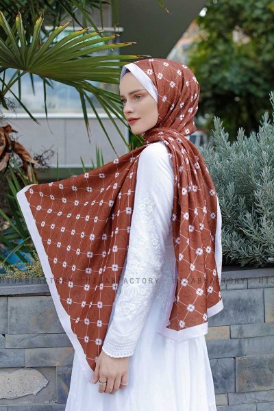 Kanel Mönstrad Twill Hijab - Sal Evi