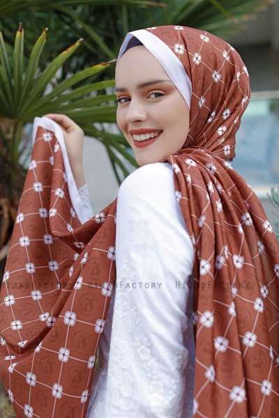 Kanel Mönstrad Twill Hijab - Sal Evi