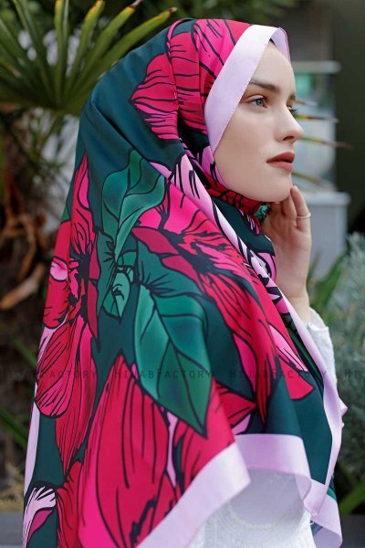 Rubin Mönstrad Twill Hijab - Sal Evi