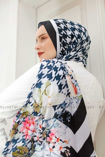 Kristall Mönstrad Twill Hijab - Sal Evi