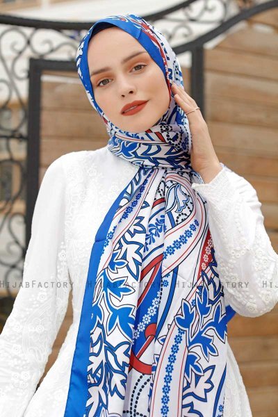 Tegelröd Mönstrad Twill Hijab - Sal Evi