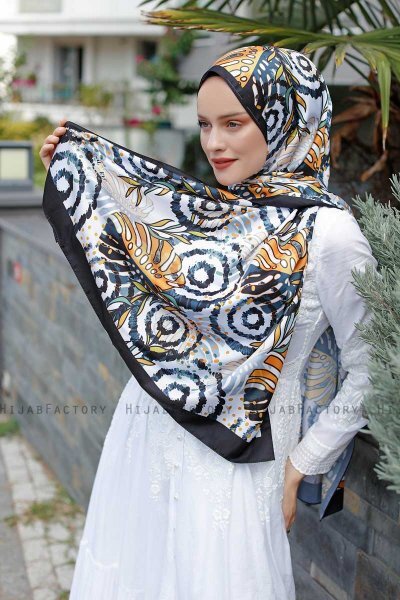 Palm Mönstrad Twill Hijab - Sal Evi