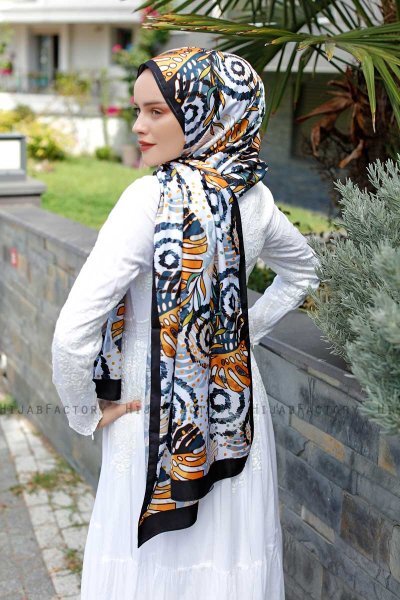 Palm Mönstrad Twill Hijab - Sal Evi
