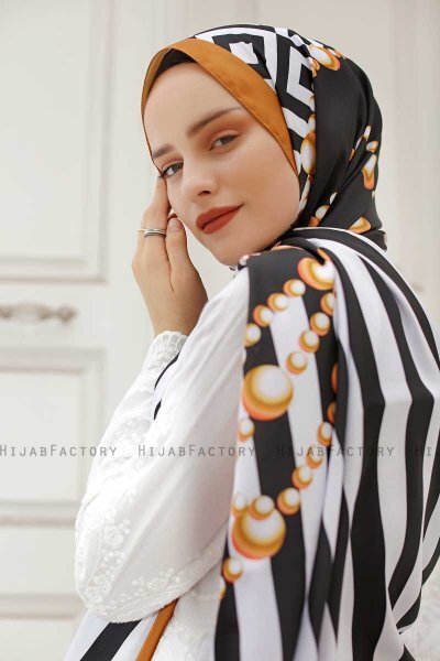 Yellow Pearl Mönstrad Twill Hijab - Sal Evi