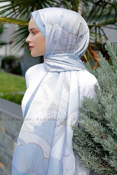 Blue Forest Mönstrad Twill Hijab - Sal Evi