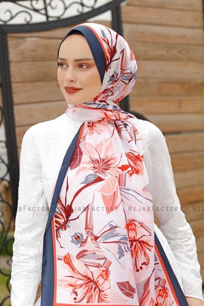 Honeysuckle Mönstrad Twill Hijab - Sal Evi