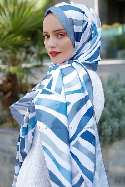 Clouds Mönstrad Twill Hijab - Sal Evi