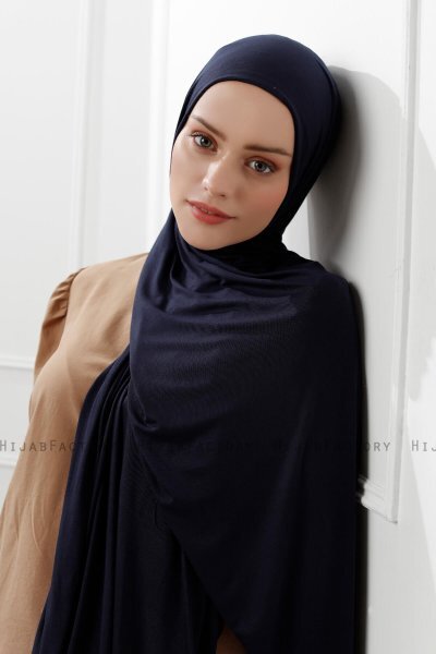 Sibel - Mörk Marinblå Jersey Hijab