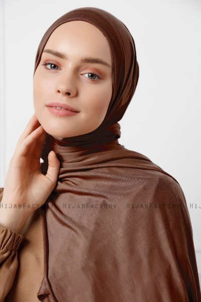 Sibel - Mörkbrun Jersey Hijab