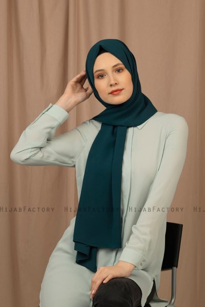 Yildiz - Mörkgrön Crepe Chiffon Hijab