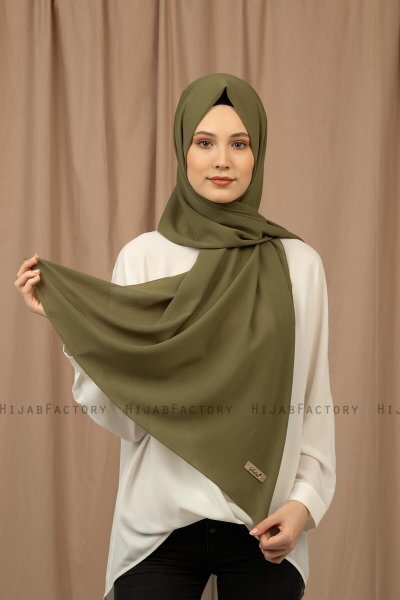 Yildiz - Olivgrön Crepe Chiffon Hijab