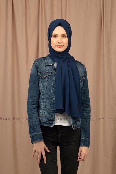 Yildiz - Marinblå Crepe Chiffon Hijab