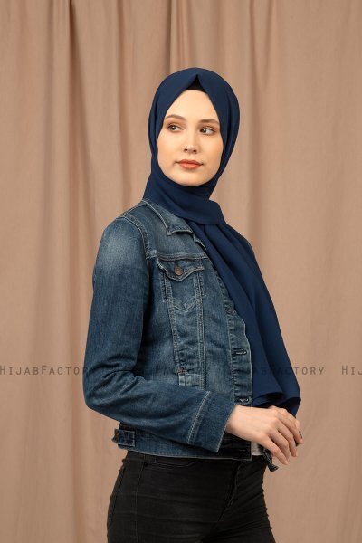 Yildiz - Marinblå Crepe Chiffon Hijab
