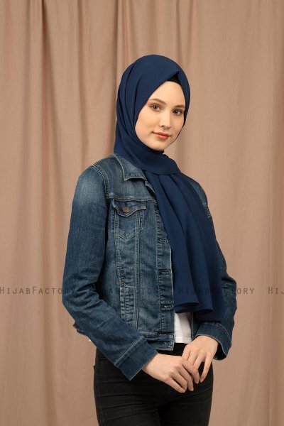 Yildiz - Marinblå Crepe Chiffon Hijab
