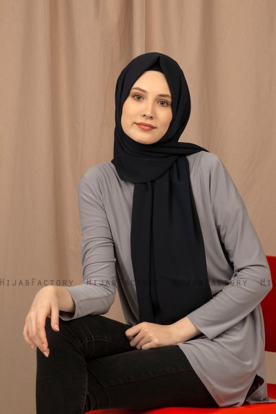 Yildiz - Mörk Marinblå Crepe Chiffon Hijab