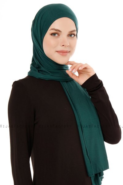 Melek - Mörkgrön Premium Jersey Hijab - Ecardin