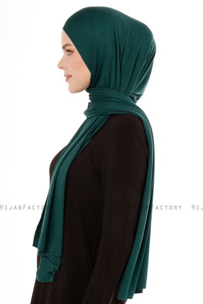 Melek - Mörkgrön Premium Jersey Hijab - Ecardin