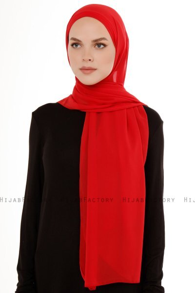 Derya - Röd Praktisk Chiffon Hijab