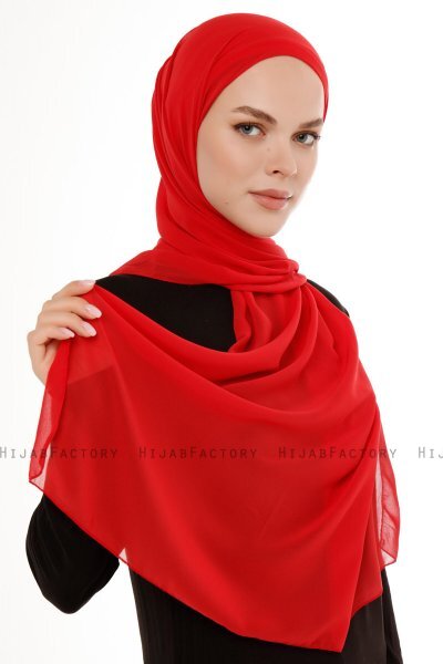 Derya - Röd Praktisk Chiffon Hijab
