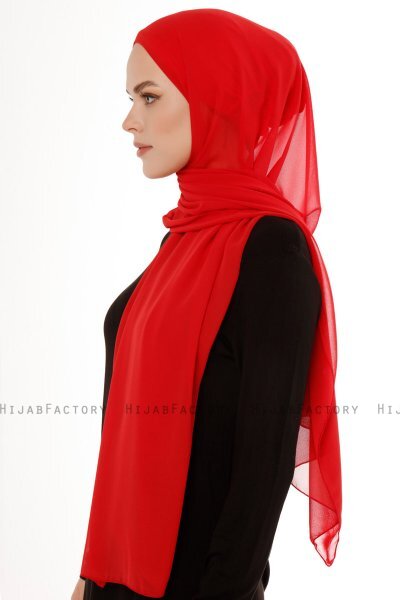 Derya - Röd Praktisk Chiffon Hijab