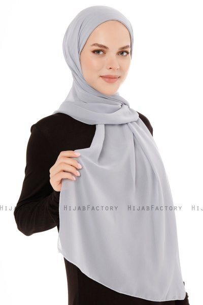 Derya - Ljusgrå Praktisk Chiffon Hijab