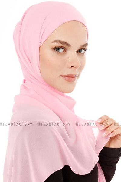 Derya - Rosa Praktisk Chiffon Hijab