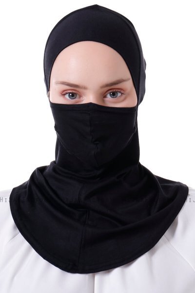Damla - Svart Ninja Hijab Mask Underslöja