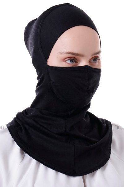 Damla - Svart Ninja Hijab Mask Underslöja