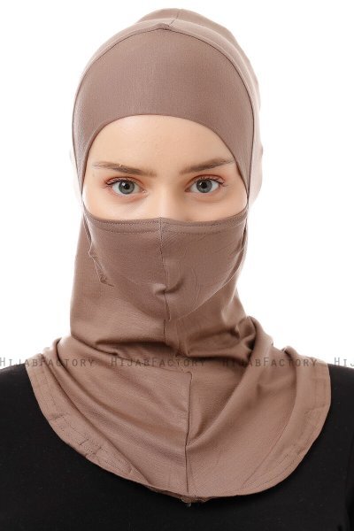 Damla - Mörk Taupe Ninja Hijab Mask Underslöja