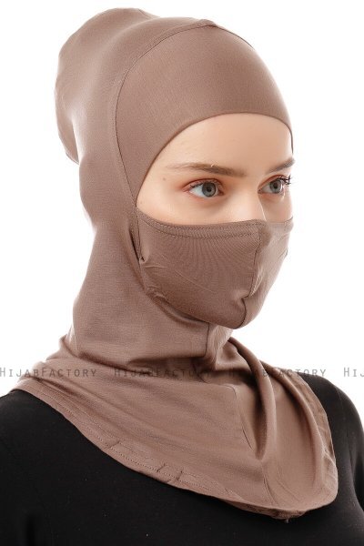 Damla - Mörk Taupe Ninja Hijab Mask Underslöja