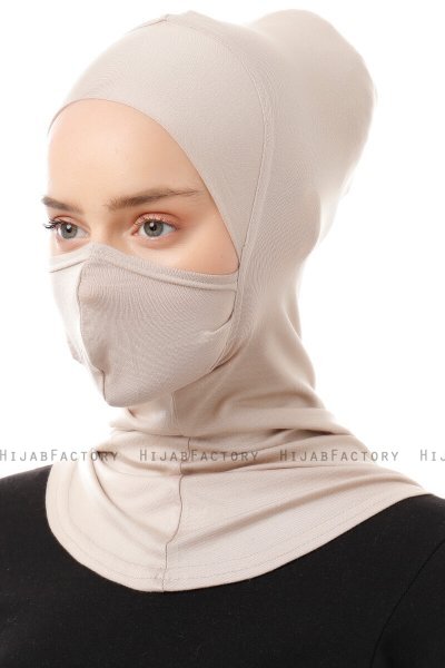 Damla - Ljus Taupe Ninja Hijab Mask Underslöja
