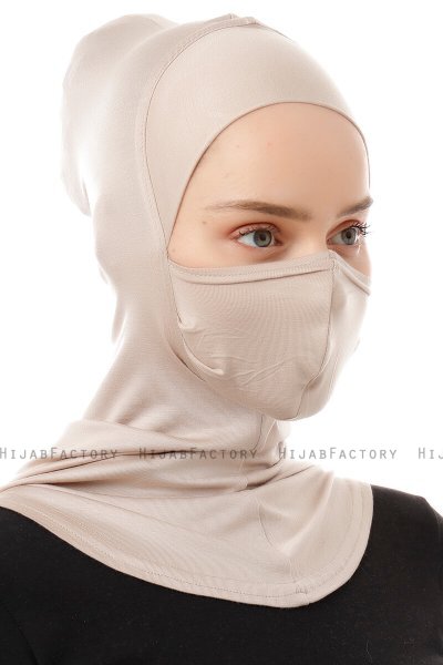 Damla - Ljus Taupe Ninja Hijab Mask Underslöja