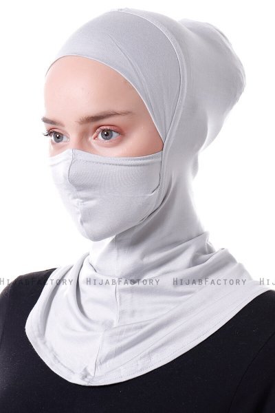 Damla - Ljusgrå Ninja Hijab Mask Underslöja