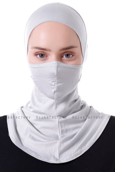 Damla - Ljusgrå Ninja Hijab Mask Underslöja