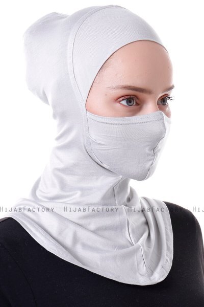 Damla - Ljusgrå Ninja Hijab Mask Underslöja