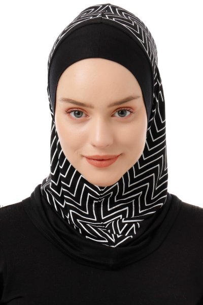 Silva Plain - Svart & Vit One-Piece Al Amira Hijab