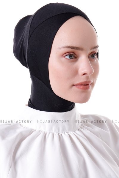 Elnara - Svart Cross Hijab Underslöja